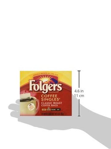 Image of Folgers Coffee Singles Classic Roast-19 Coffee Bags (19 Bags Pack of 4-76 Bags), Red