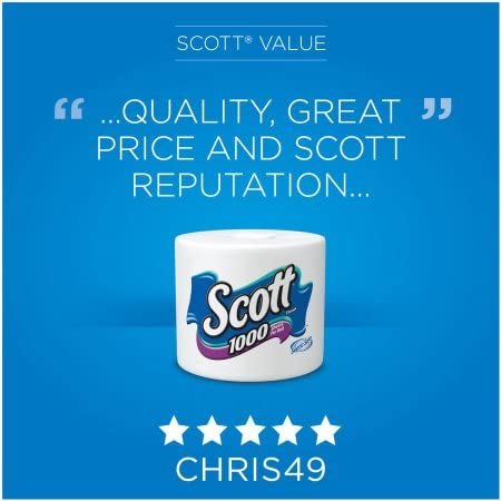 Image of 1000 Sheets Per Roll Toilet Paper, Bath Tissue, 4 Rolls by Scott