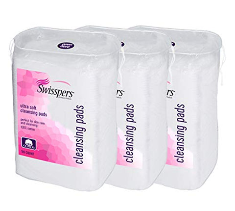 Image of Swisspers Premium Ultra Soft Facial Cleansing Cotton Pads, 50 Each (Pack of 3)