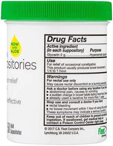 Image of Fleet Adult Glycerin Suppositories 50-Count (2-Pack)