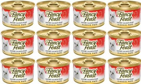Image of Fancy Feast Classic Savory Salmon Feast Cat Food 3 oz, 12 Cans