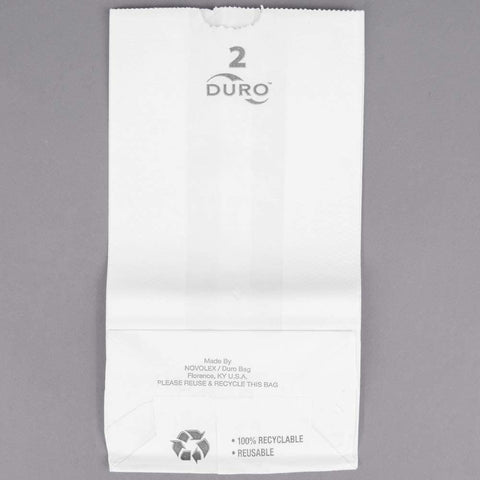 Image of Duro White Paper Lunch Bags, Paper Grocery Bags, Durable Kraft Paper Bags, 2 Lb Capacity