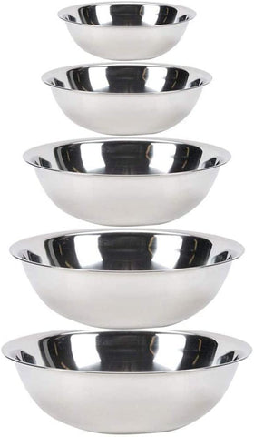 Image of Vollrath Economy Mixing Bowl Set of 5 pcs (0.75, 1.5, 3, 4 & 5-Quart, Stainless Steel)