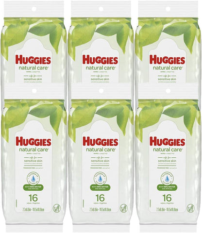 Image of Huggies Natural Care Fragrance Free Baby Wipes 16 Count (6 Pack)