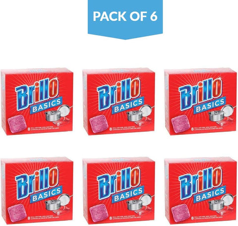 Image of Brillo Basics Steel-Wool Soap Pads, 8-ct. Boxes - Pack of 6