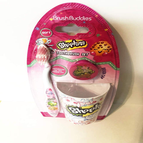 Image of Brush Buddies Children's Soft Bristle Toothbrush Set Including Toothbrush, Rinsing Cup, and 3D Toothbrush Cap