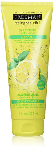 Image of Freeman Oil Absorbing Clay Facial Mask, Pore Minimizing Beauty Face Mask with Mint and Lemon, 6 oz