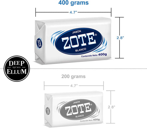Image of Zote Laundry Soap Bar, Stain Remover Laundry Detergent for Clothes, Catfish Bait, Super Washing Travel Jabon Para Lavar Ropa, White Underwear Clothes Washing Soap (400 grams), Pack of 2
