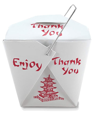 Image of Pack of 50 Chinese Take Out Boxes Pagoda 16 oz/Pint Size Party Favor and Food Pail