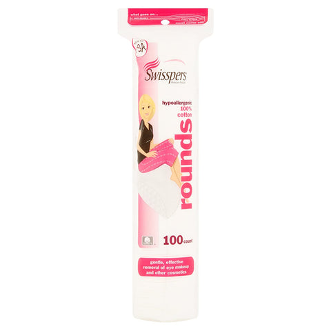 Image of Swisspers Hypoallergenic 100% Cotton Beauty Rounds, 100 Count, 3 Pack
