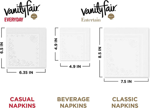 Image of Vanity Fair Entertain Paper Napkins, Beverage Cocktail Size, Classic White, 40 Count (Pack of 12)