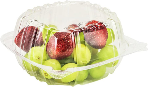 Image of Pack of 100 Small Clear Plastic Hinged Food Container 6x6 for Sandwich Salad Party Favor Cake Piece