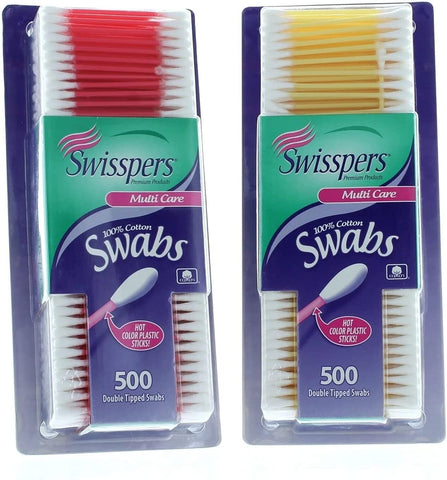 Image of Swisspers Double Tipped Cotton Swabs 500 ea (Pack of 2)