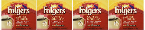 Image of Folgers Coffee Singles Classic Roast-19 Coffee Bags (19 Bags Pack of 4-76 Bags), Red
