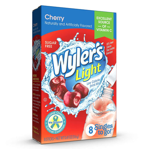 Image of Wyler’s Light Singles-To-Go Sugar Free Drink Mix, Cherry, 8 CT Per Box (Pack of 3)