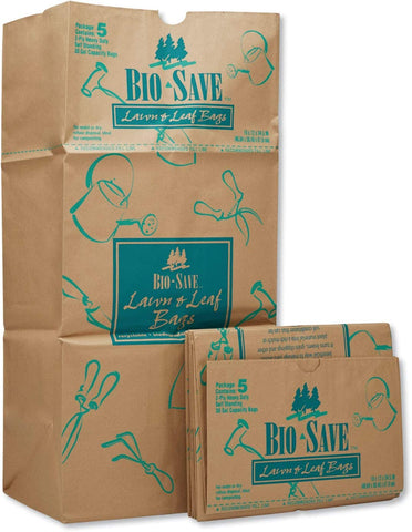 Image of Lawn and Leaf Bags, 30 gal, 16" x 35", Kraft, 50 Bags
