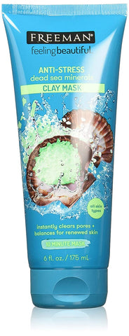 Image of Freeman Anti-Stress Clay Facial Mask with Dead Sea Minerals, Balancing and Clearing Beauty Face Mask, 6 oz