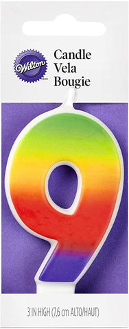 Image of Wilton W Rainbow Candle, Numeral 9