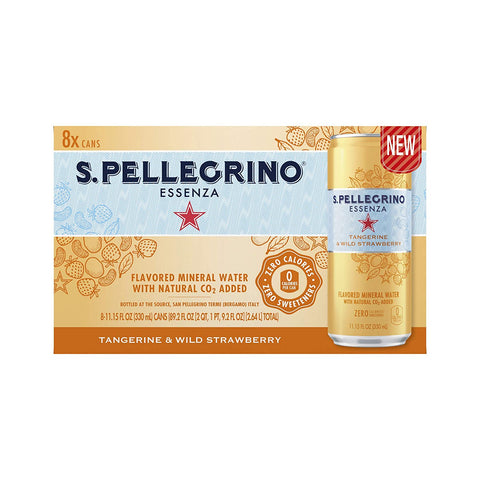 Image of San Pellegrino Tangerine & Wild Strawberry Mineral Sparkling Water 8pk Cans, 11.15 FZ