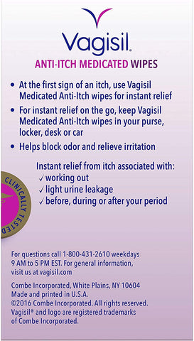 Image of Vagisil Anti-Itch Medicated Wipes, Maximum Strength 12 ea (Pack of 3)