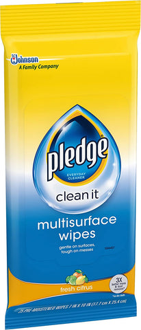 Image of Pledge Multisurface Wipes, Fresh Citrus, 25 Wipes Per Pack (3 Packs)
