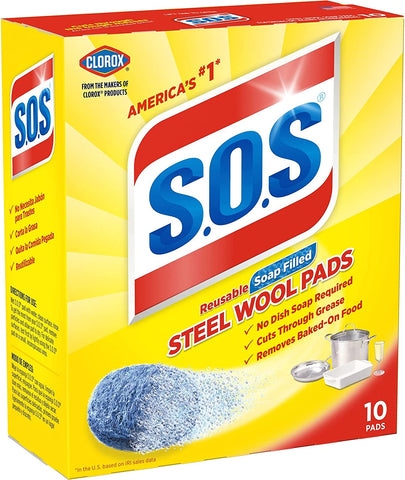 Image of S.O.S-10002 , Steel Wool Soap Pads, 10 Ct