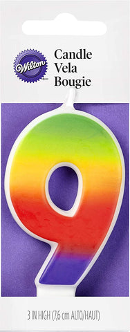 Image of Wilton W Rainbow Candle, Numeral 9