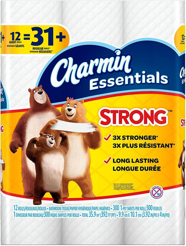 Image of Charmin Essentials Strong Toilet Paper, Bath Tissue, Giant Roll, 12 Count