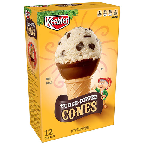 Image of Keebler Ice Cream Cones, Fudge Dipped Cups, 3.25 oz (12 ct)