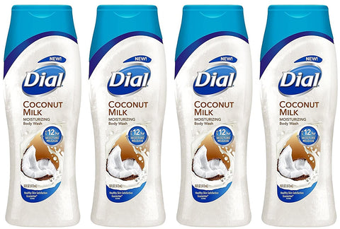 Image of Dial Moisturizing Body Wash - Coconut Milk - 12 HR Moisture Release - Net Wt. 16 FL OZ (473 mL) Per Bottle - Pack of 4 Bottles