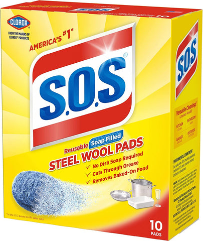 Image of S.O.S-10002 , Steel Wool Soap Pads, 10 Ct