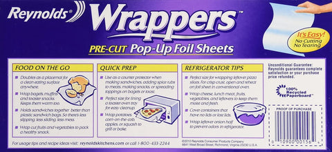 Image of Reynolds Pre-cut Pop-up Foil Sheets Food Wrappers (25 Sheets)