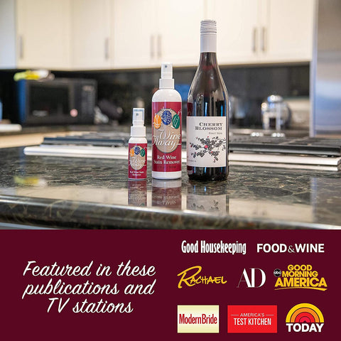 Image of Wine Away Red Wine Stain Remover - Perfect Fabric Upholstery and Carpet Cleaner Spray Solution - Removes Wine Spots - Spray and Wash Laundry to Vanish Stain - Wine Out - Zero Odor - 12 Ounce + 2 Ounce