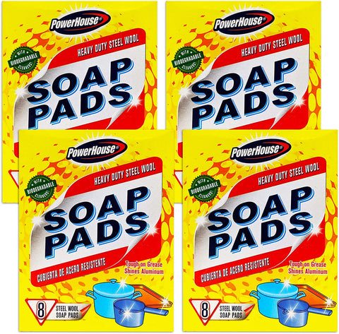 Image of Powerhouse Steel Wool Soap Pads ~ 40 Ct Heavy Duty Scrubbers for Kitchen