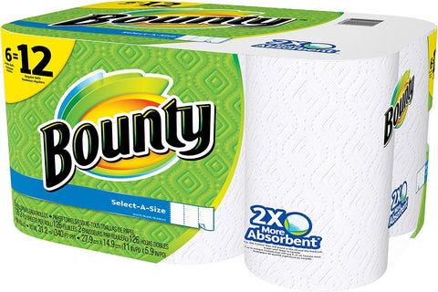 Image of Bounty Select-a-Size Paper Towels, White, 6 Double Rolls