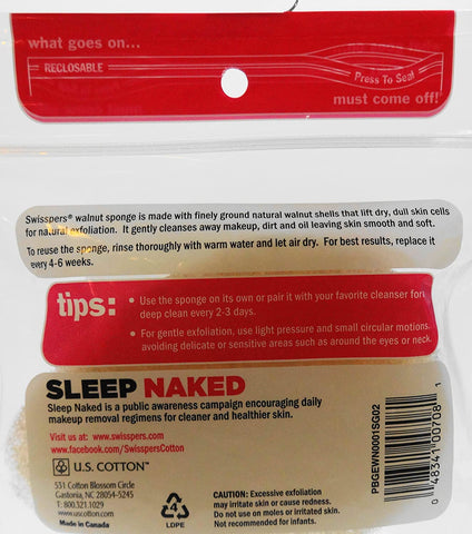 Image of Swisspers 2 Piece Walnut Exfoliating Sponge, 0.64 Ounce