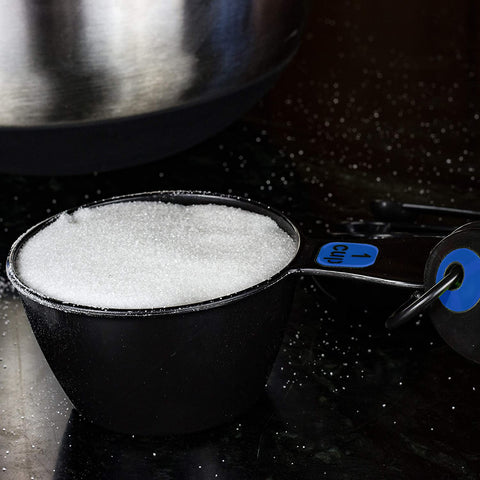 Image of Chef Craft Easy to Read Plastic 10 Piece Blue/Black Measuring Cup and Spoon Set