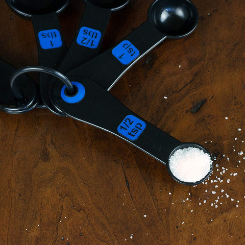 Image of Chef Craft Easy to Read Plastic 10 Piece Blue/Black Measuring Cup and Spoon Set