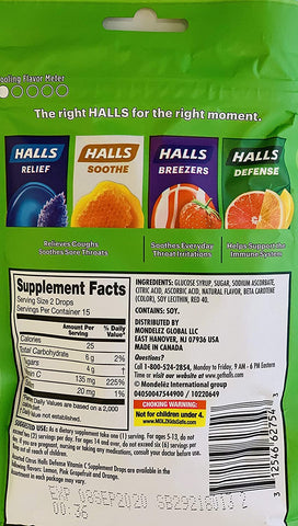 Image of Halls Defense Vitamin C Assorted Citrus Cough Drops, 30-Count (2 Pack) (2 Pack)