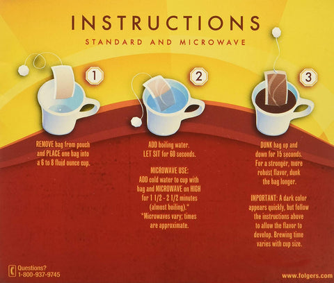 Image of Folgers Coffee Singles Classic Roast-19 Coffee Bags (19 Bags Pack of 4-76 Bags), Red