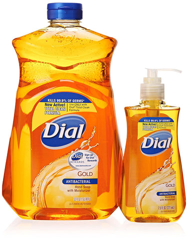 Image of Dial Gold Antibacterial Liquid Soap with Moisturizer, 7.5 Oz Pump Bottle + 52 Oz Refill
