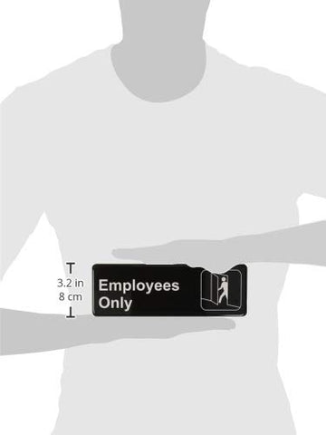 Image of Thunder Group PLIS9304BK "Employee Only" Information Sign with Symbols, 9 by 3-Inch