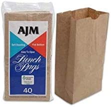 Image of AJM Brown Paper Lunch Bags 40 Count (1 Pack of 40 - Paper)