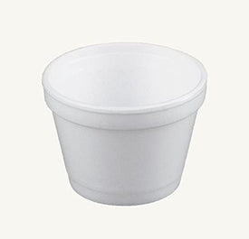 Dart 4J6, 4-Ounce Customizable White Foam Cold And Hot Food Container with White Plastic Flat Vented Lid, Dessert Ice-Cream Yogurt Cups, Sauce Dressing Containers with Matching Covers