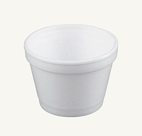 Image of Dart 4J6, 4-Ounce Customizable White Foam Cold And Hot Food Container with White Plastic Flat Vented Lid, Dessert Ice-Cream Yogurt Cups, Sauce Dressing Containers with Matching Covers