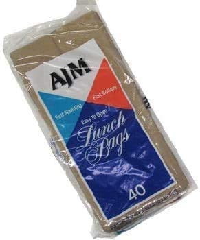AJM Brown Paper Lunch Bags 40 Count (1 Pack of 40 - Paper)