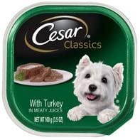 6 Individual Trays of CESAR Canine Cuisine Wet Dog Food with Turkey, 3.5 oz. ea
