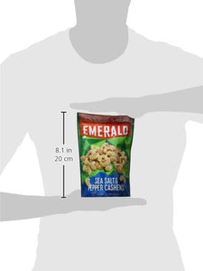 Emerald Nuts, Salt and Pepper Cashews, Stand Up Resealable Bag, 5 Ounce
