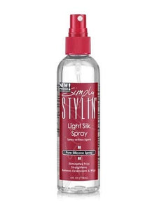 Simply Stylin' Light Silk Spray Pure Silicone Hair Protection from Heat and Humidity - Natural Serum Product for Long and Shiny - 4 oz