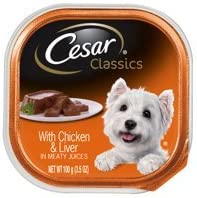 6 Individual Trays of CESAR Canine Cuisine Wet Dog Food with Chicken and Liver, 3.5 oz. ea